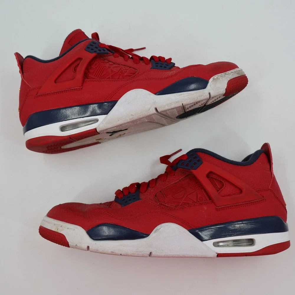 Jordan 4 Retro FIBA Mens Size‎ 13 Red Obsidian White CI1184-617 Laser Etched